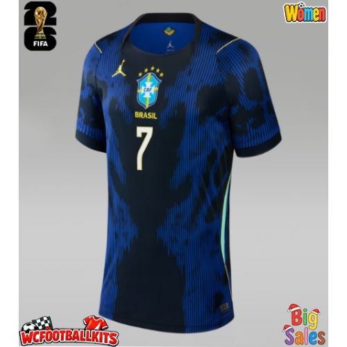 Brazil Vinicius Junior #7 Replica Away Stadium Shirt for Women World Cup 2026 Short Sleeve